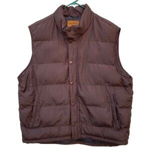 St. John's Bay Men's Puffer Vest Dark Brown, Zipper Snaps Many Features, XL, XG